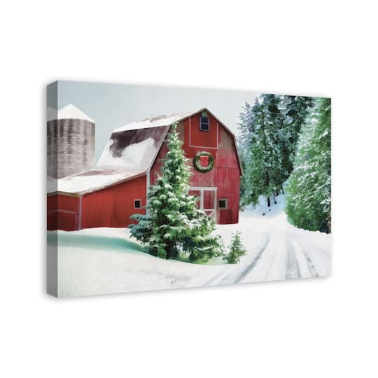 Stand alone or hung Small Festive Christmas Light up LED Canvas/snowy church